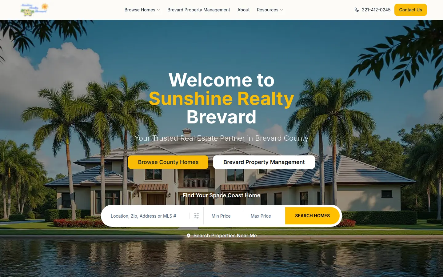 Sunshine Realty Brevard website homepage